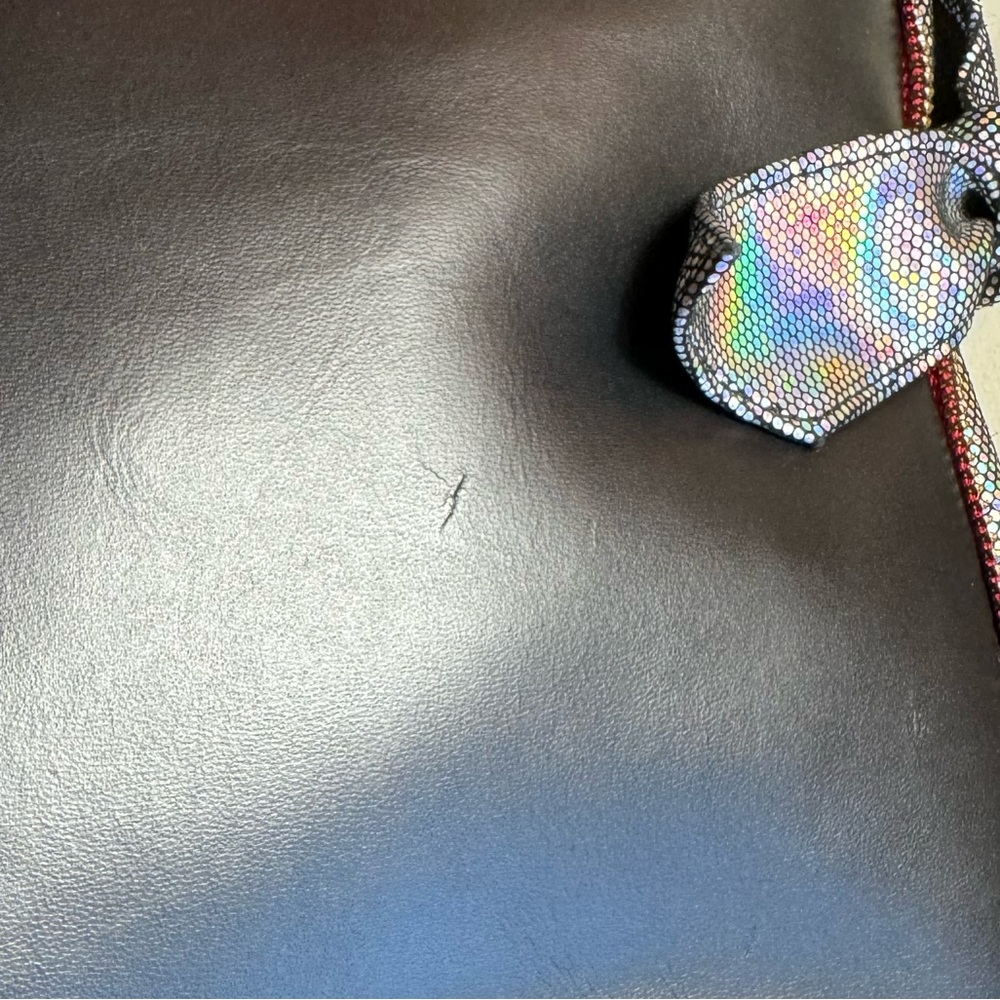NWT Unique One of a Kind Leather Bag, Handmade, Black, Iridescent Sides - Picture 16 of 16